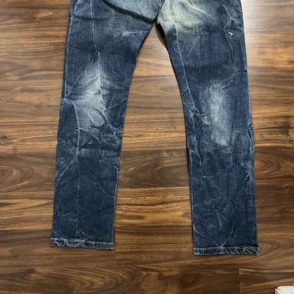 FRANKIE MORELLO Extra Premium Denim Mens Jeans Acid Wash 32x34 Cotton Very Stiff - Picture 13 of 13